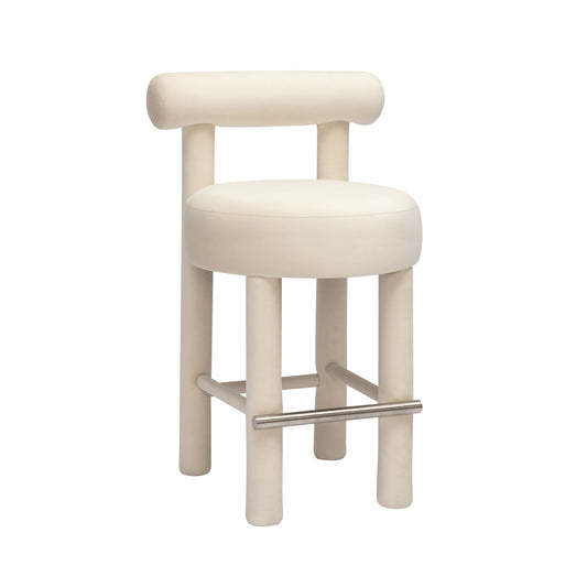 Carmel - Velvet Counter Stool - Cream