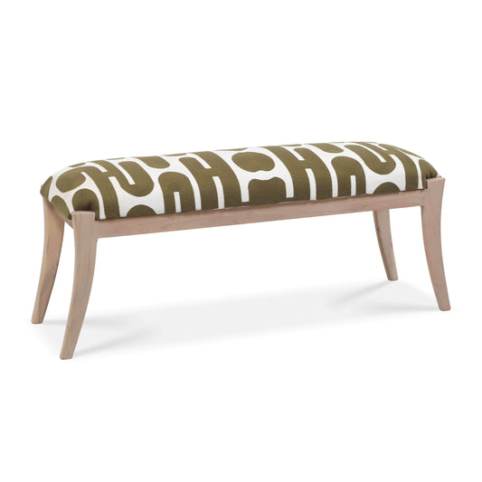 Arielle - Embroidered Bench - Olive / White