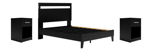 Ashley Express - Finch Queen Panel Platform Bed with 2 Nightstands